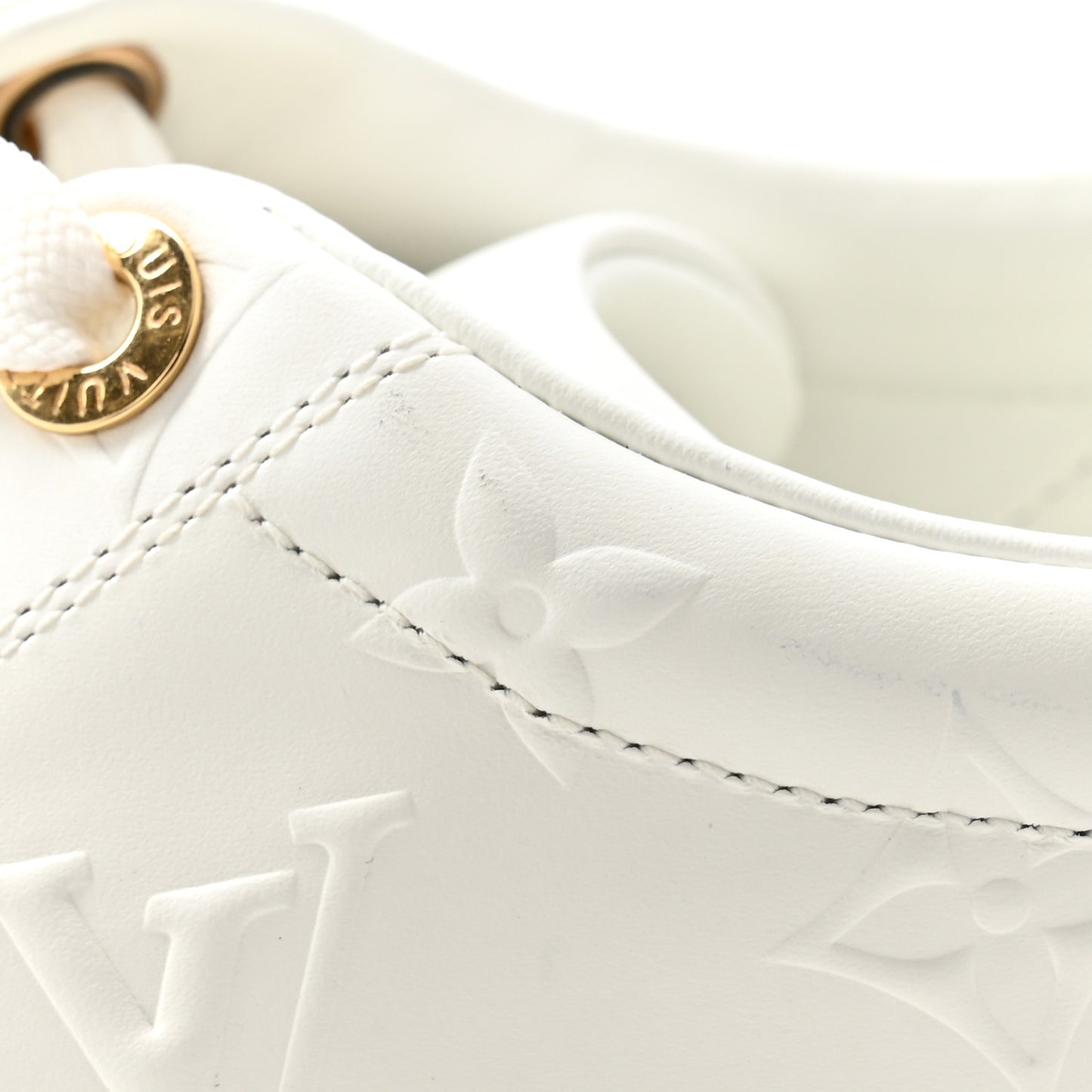 Calfskin Monogram Debossed Time Out Sneakers 40 White