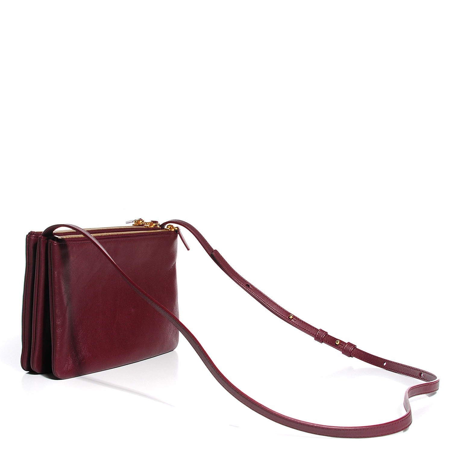 Celine Smooth Lambskin Small Trio Crossbody Bag Burgundy 3 of 8