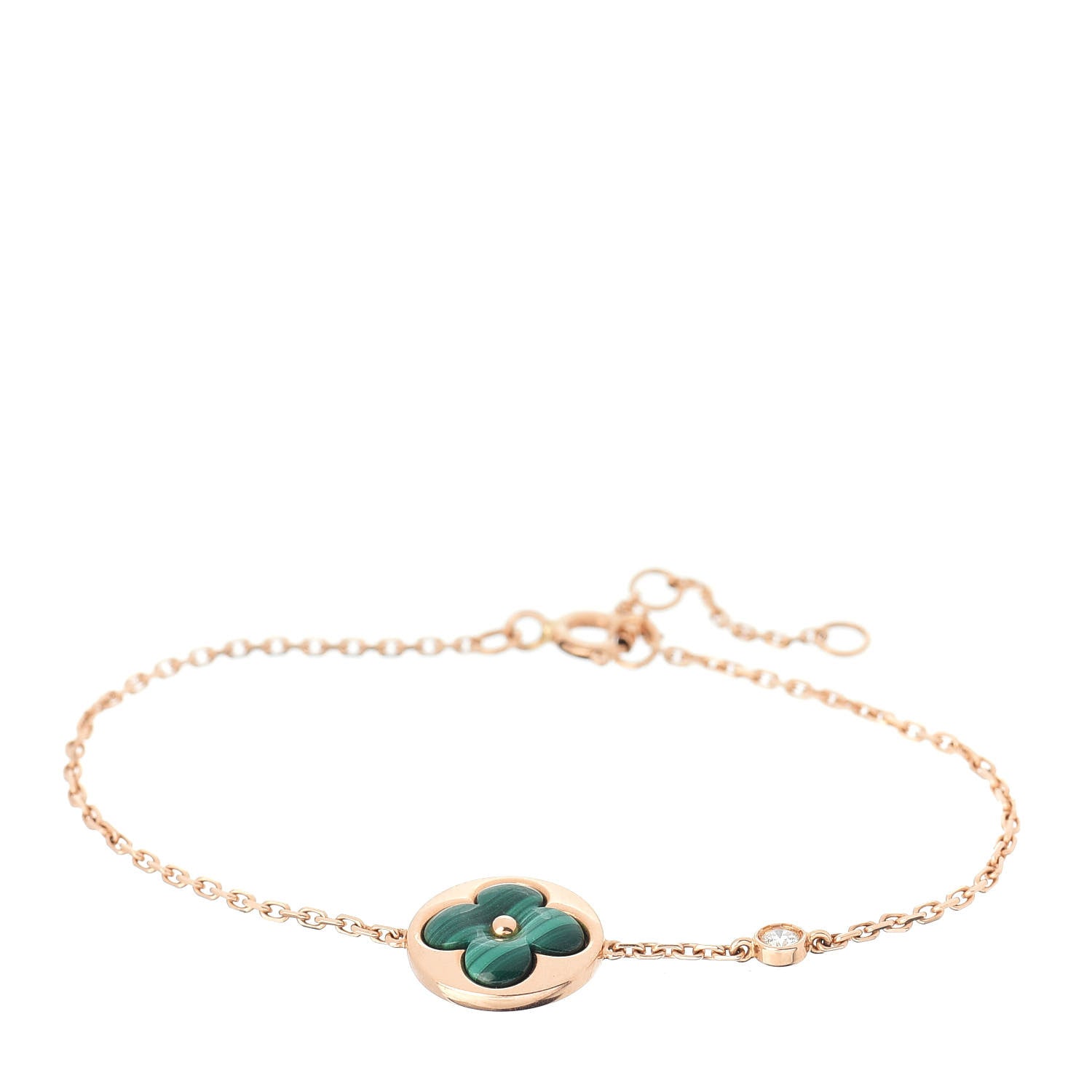 Louis Vuitton 18K Pink Gold Diamond Malachite Blossom BB Sun Bracelet 1 of 4