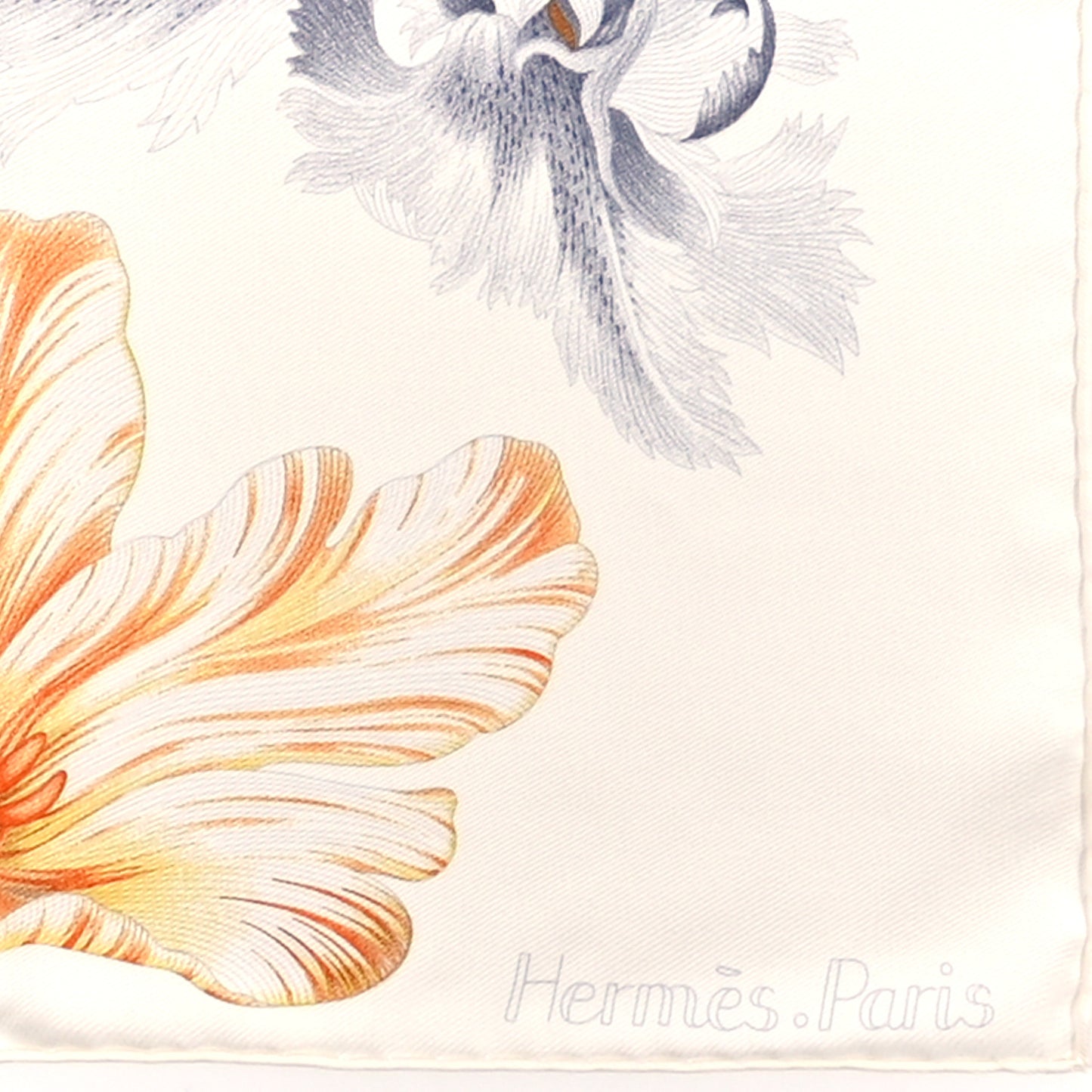 Silk Tulipomanie Scarf 90 White Orange Cuit