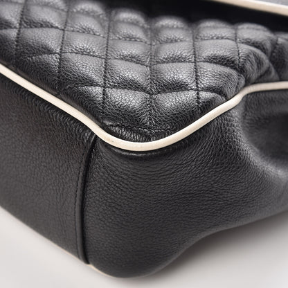 Saint Laurent Calfskin Mixed Matelasse Triquilt Large Monogram Envelope Satchel Black White 13 of 17
