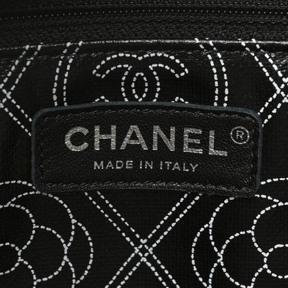 Chanel Coated Canvas Camellia Medium Shopping Tote Black Beige 6 of 9
