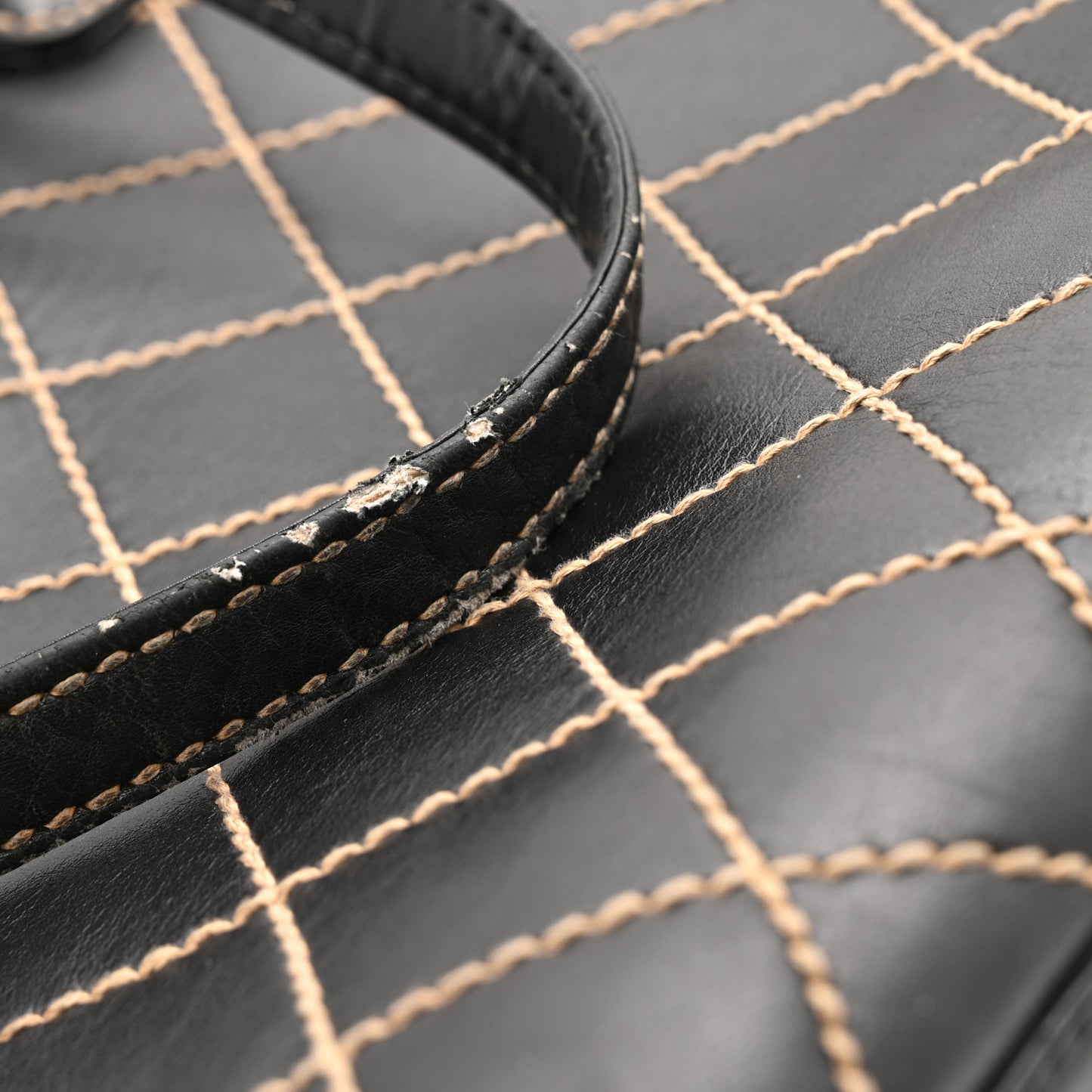 Calfskin Wild Stitch Large Tote Black