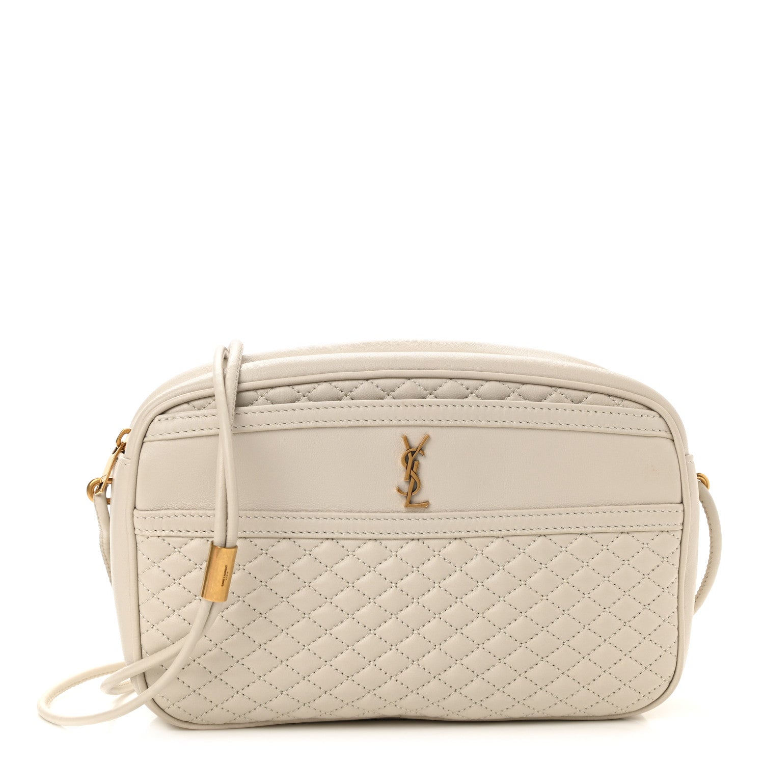 Saint Laurent Lambskin Quilted Victoire Camera Bag Blanc Vintage 1 of 11