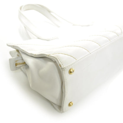 Chanel Lambskin Chevron Tote White 9 of 9
