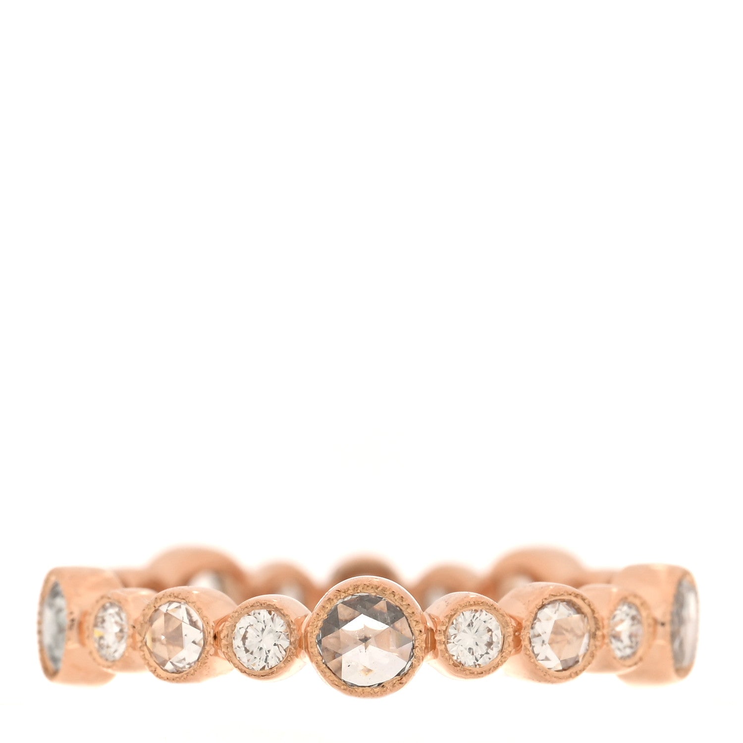 Tiffany 18K Rose Gold Diamond Narrow Cobblestone Band Ring 47 4 1 of 5