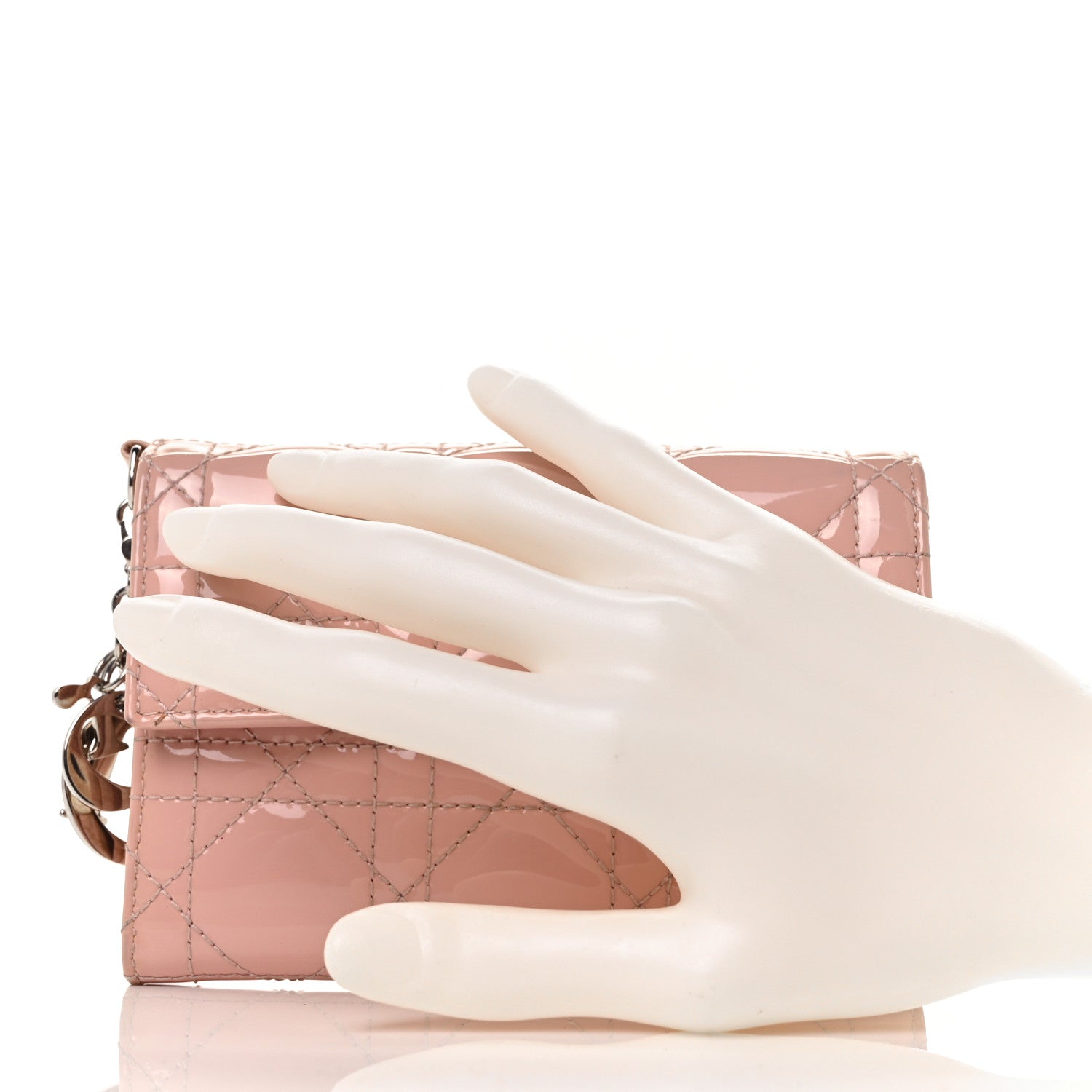 Christian Dior Patent Cannage Lady Dior Explorateur Wallet Pink 2 of 8