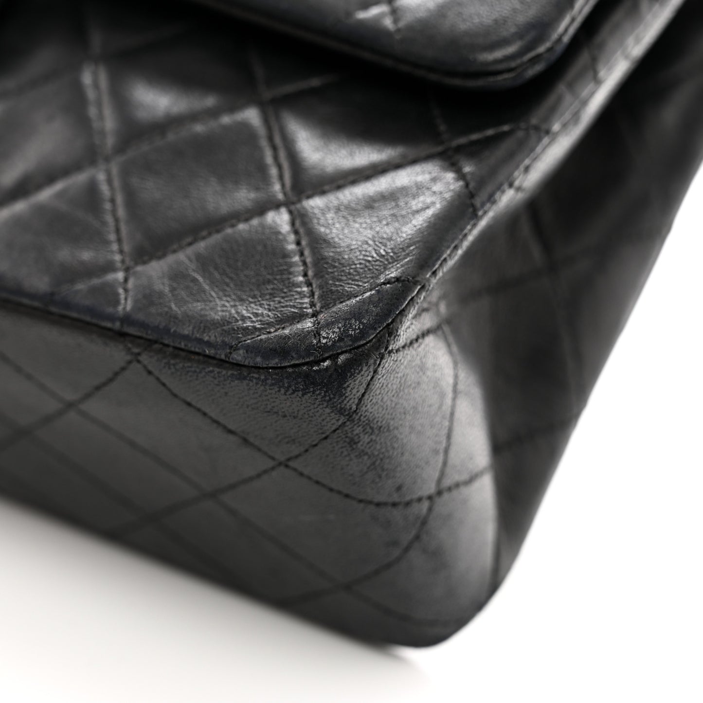 Lambskin Quilted Medium Double Flap Black