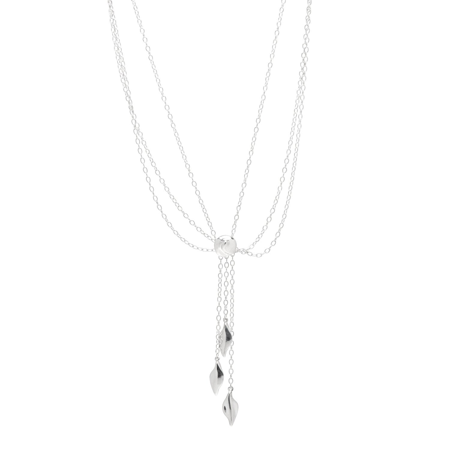 Tiffany Sterling Silver Three Leaf Drop Pendant Necklace 1 of 4