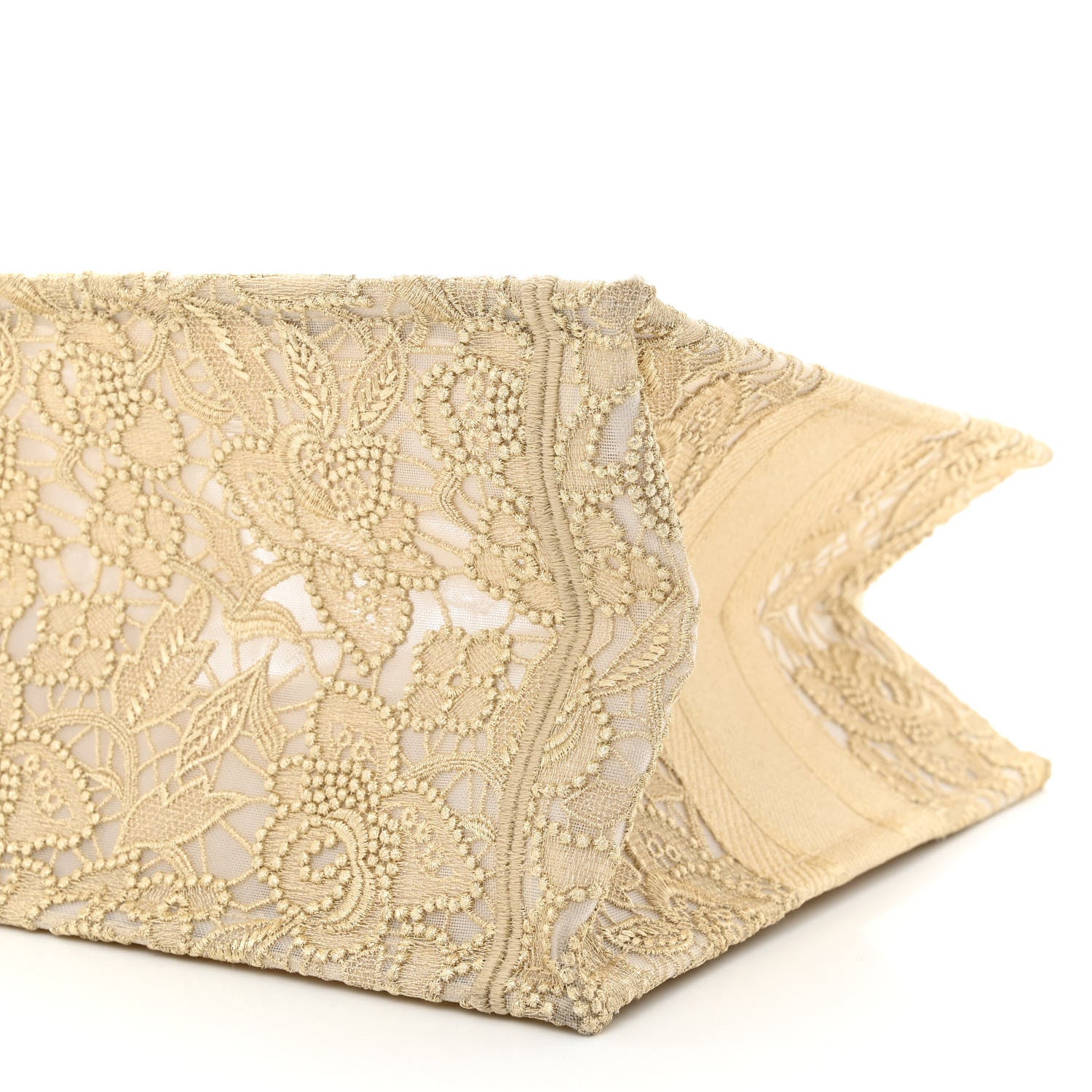 Christian Dior Transparent Metallic Embroidered Mesh Macrame Medium Book Tote Gold 11 of 12