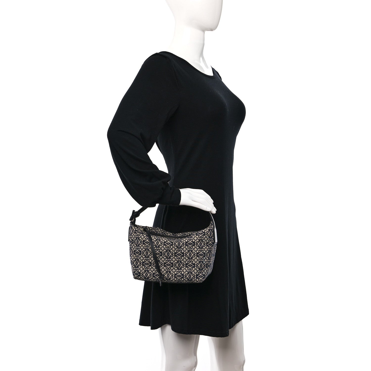 Loewe Jacquard Anagram Calfskin Small Cubi Bag Navy 3 of 8