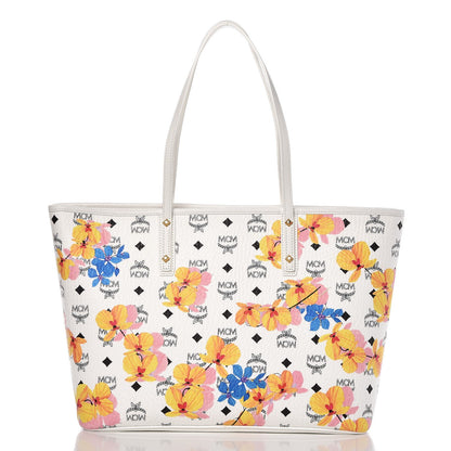 MCM Visetos Floral Print Medium Essential Zip Top Shopper Tote 6 of 24