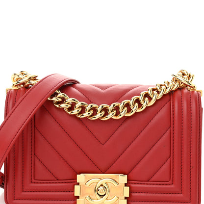 Chanel Calfskin Chevron Quilted Small Boy Flap Red 8 of 12