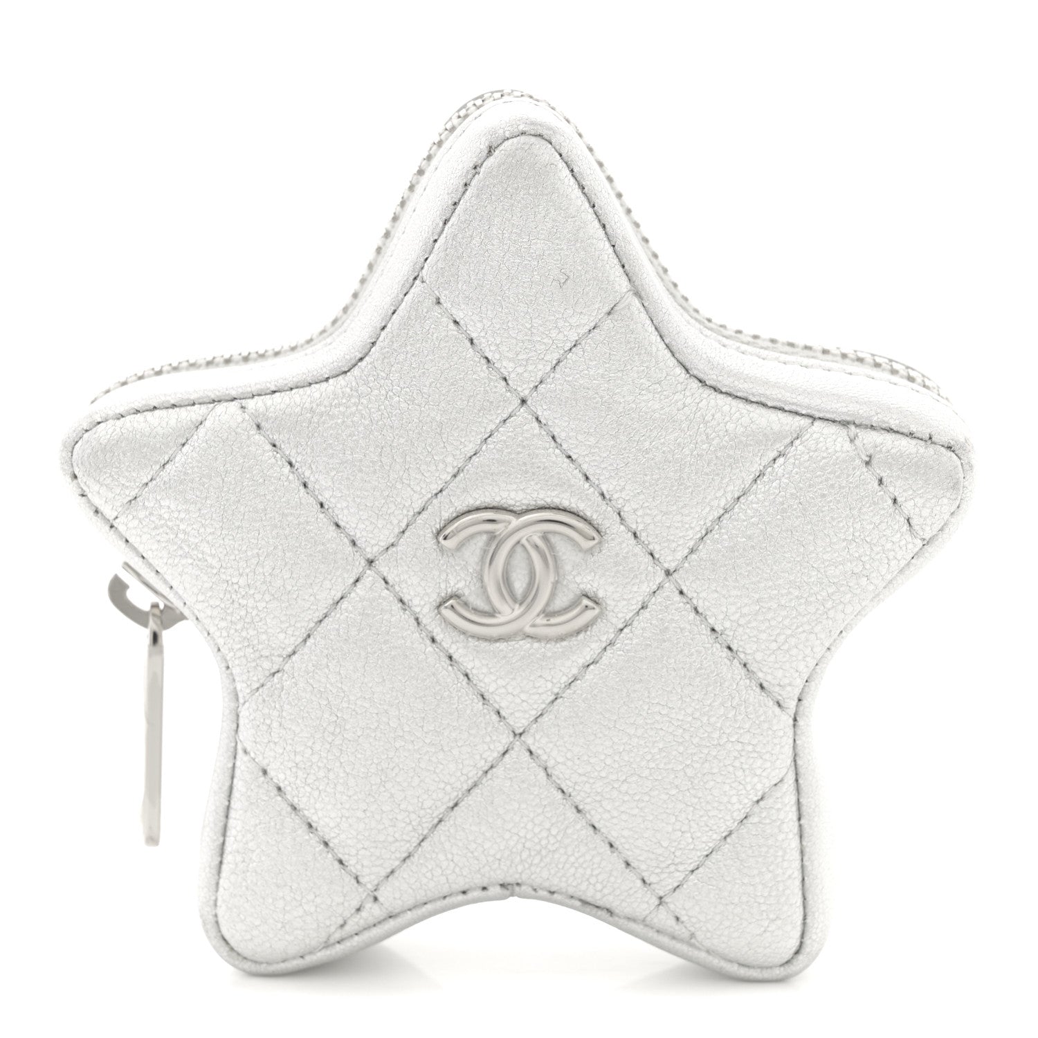 Chanel Metallic Lambskin Walk Of Fame Star Clip On Coin Purse Silver 1 of 7