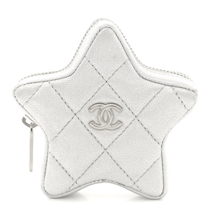Chanel Metallic Lambskin Walk Of Fame Star Clip On Coin Purse Silver 1 of 7
