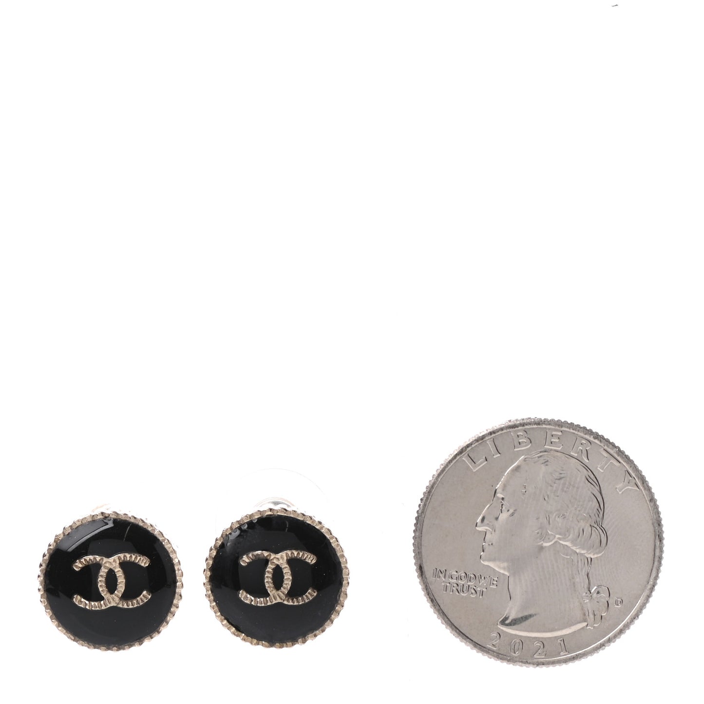 Enamel CC Earrings Black Gold