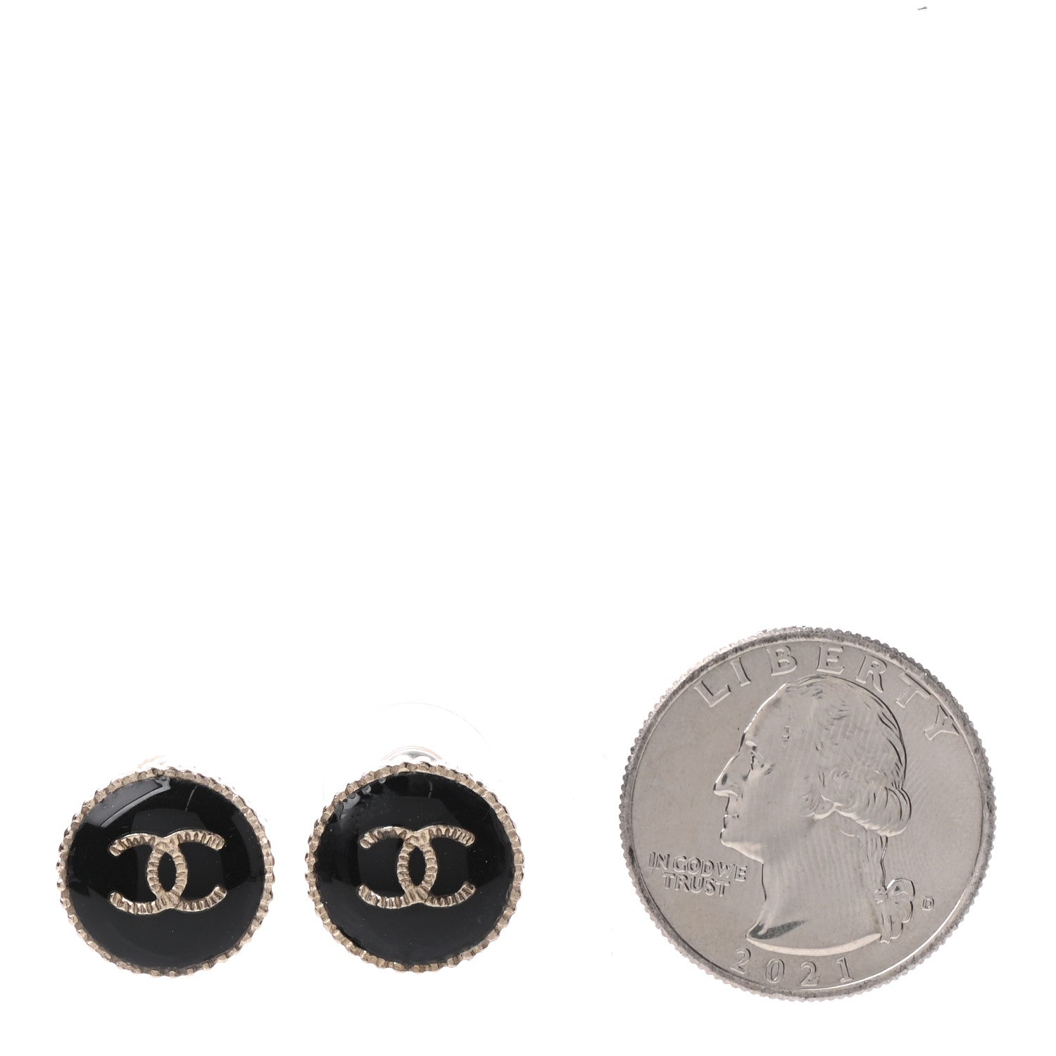 Chanel Enamel CC Earrings Black Gold 2 of 4