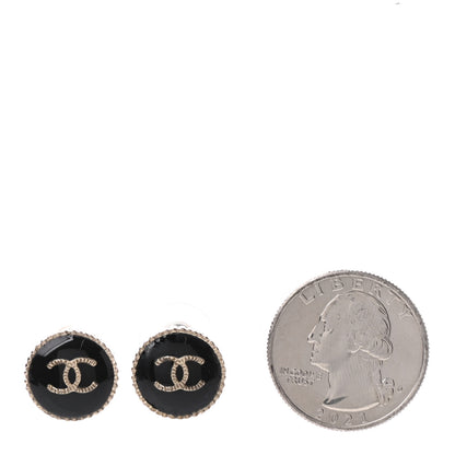 Chanel Enamel CC Earrings Black Gold 2 of 4