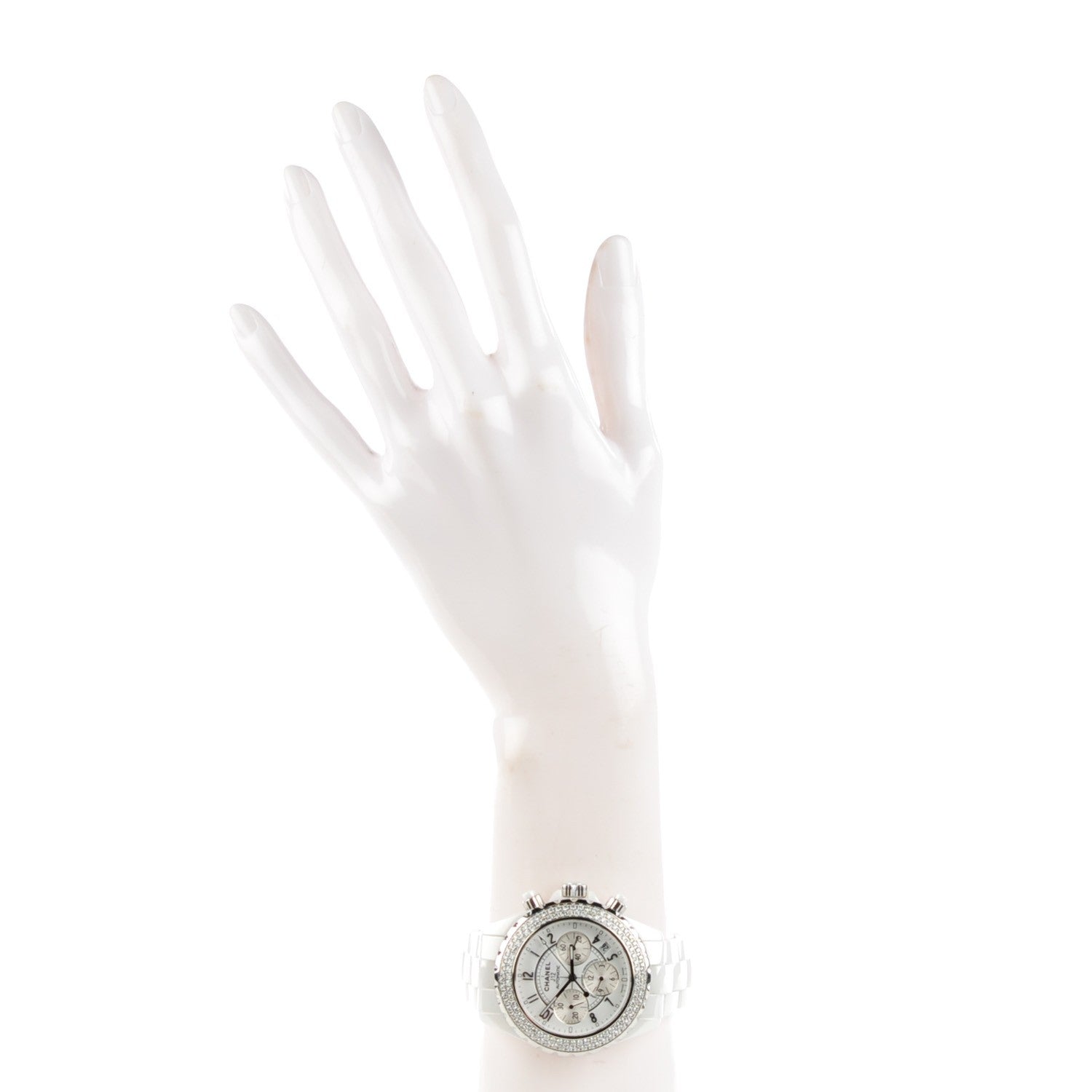 Chanel Stainless Steel Ceramic Diamond Bezel 41mm J12 Chronograph Automatic Watch White 2 of 8