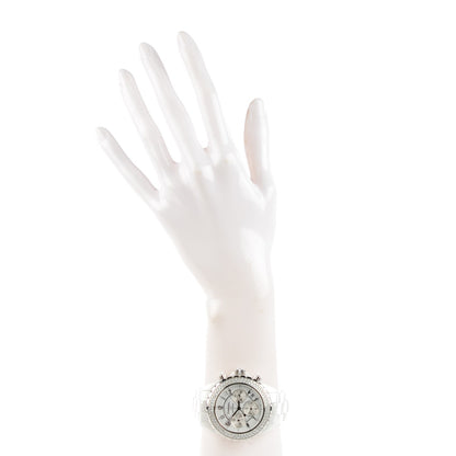 Chanel Stainless Steel Ceramic Diamond Bezel 41mm J12 Chronograph Automatic Watch White 2 of 8