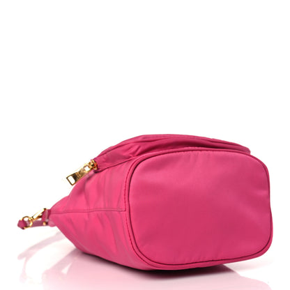 Prada Saffiano Tessuto Nylon Mini Bucket Crossbody Bag Pink 4 of 8