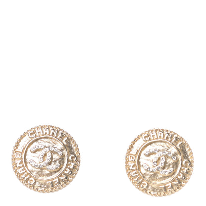 Chanel Crystal CC Round Earrings Gold 1 of 4