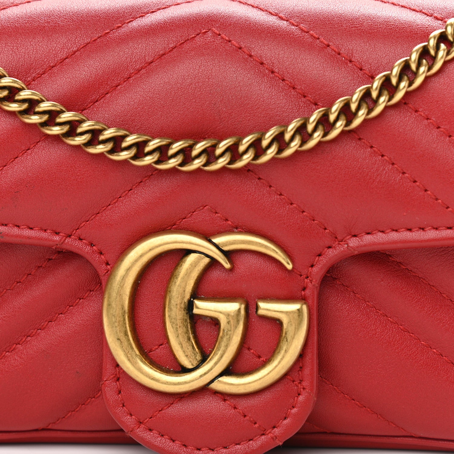 Gucci Calfskin Matelasse Super Mini GG Marmont Shoulder Bag Hibiscus Red 8 of 12