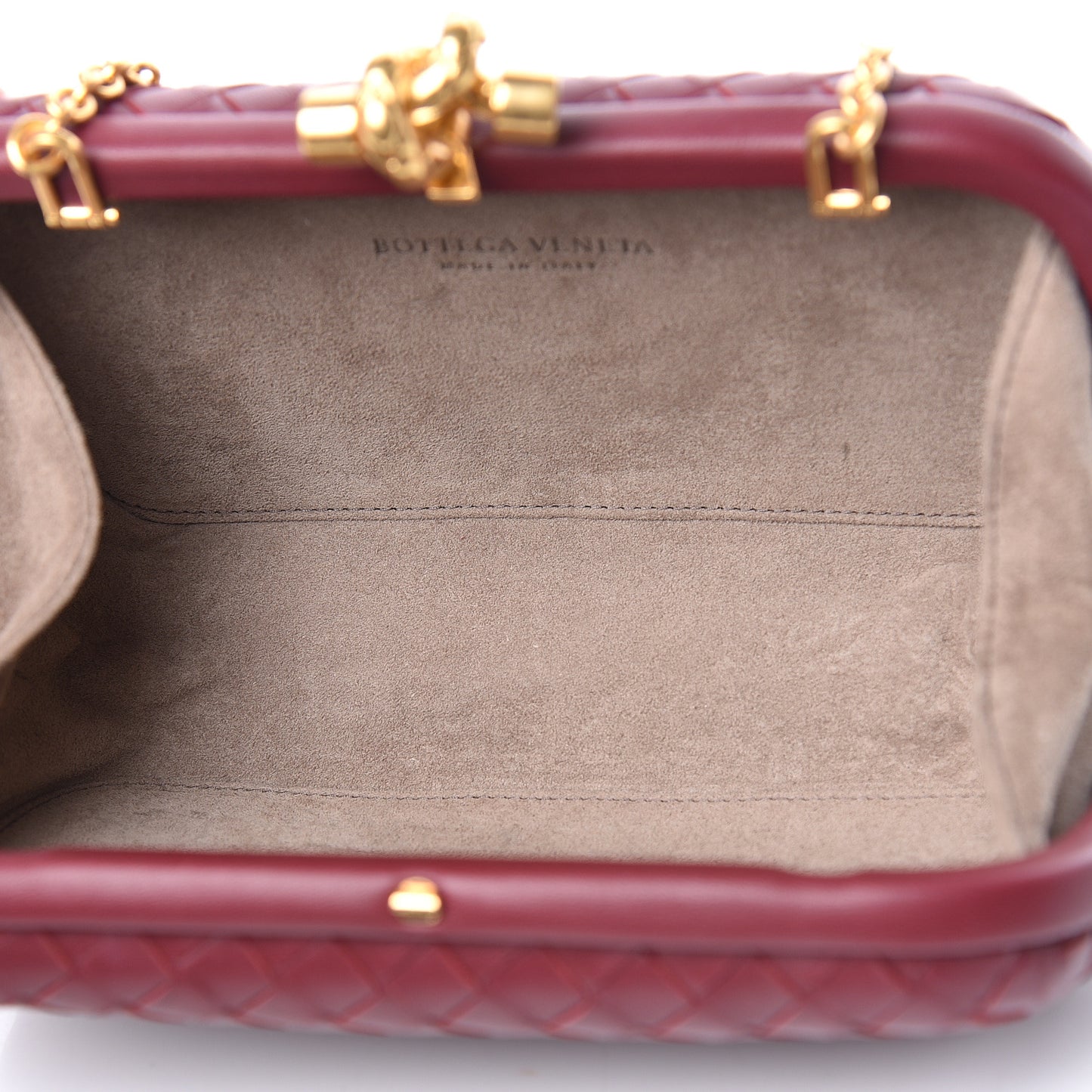Nappa Intrecciato Chain Knot Clutch Bordeaux