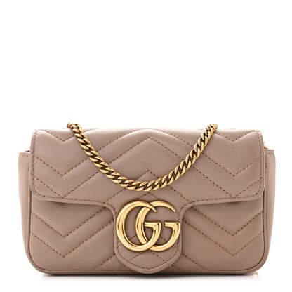 Gucci Calfskin Matelasse Super Mini GG Marmont Shoulder Bag Porcelain Rose 1 of 13