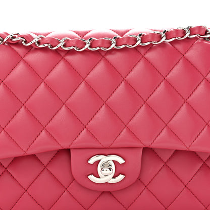 Chanel Lambskin Quilted Medium Double Flap Dark Pink 8 of 11