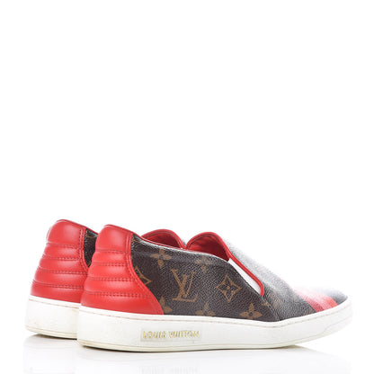 Louis Vuitton Monogram Frontrow Slip On Sneakers 37.5 Rouge 4 of 13
