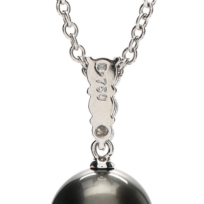 Mikimoto 18K White Gold Diamond Black South Sea Pearl 10mm Morning Dew Pendant Necklace 4 of 5