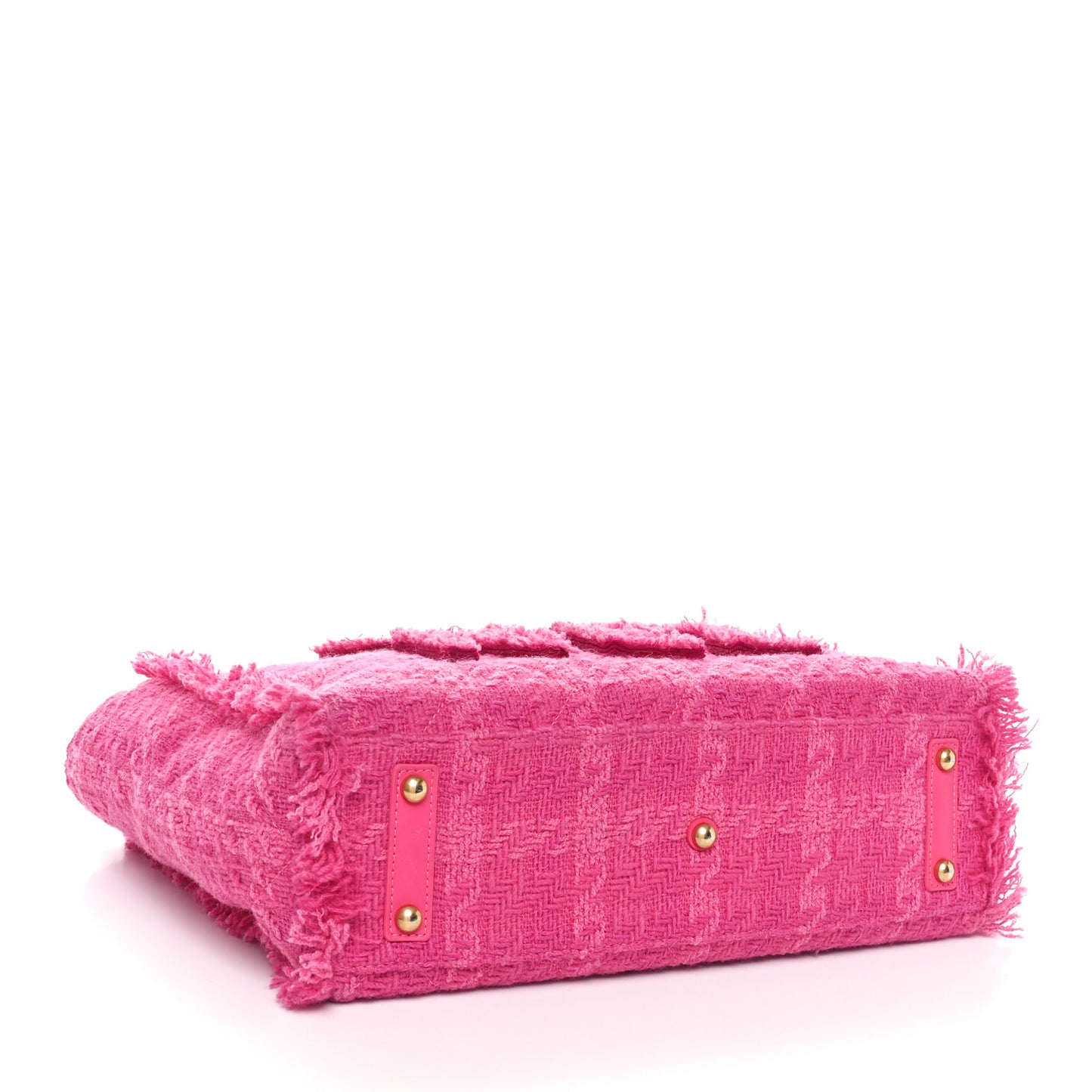 Wool Tweed Medium Zipped Shopping Tote Pink