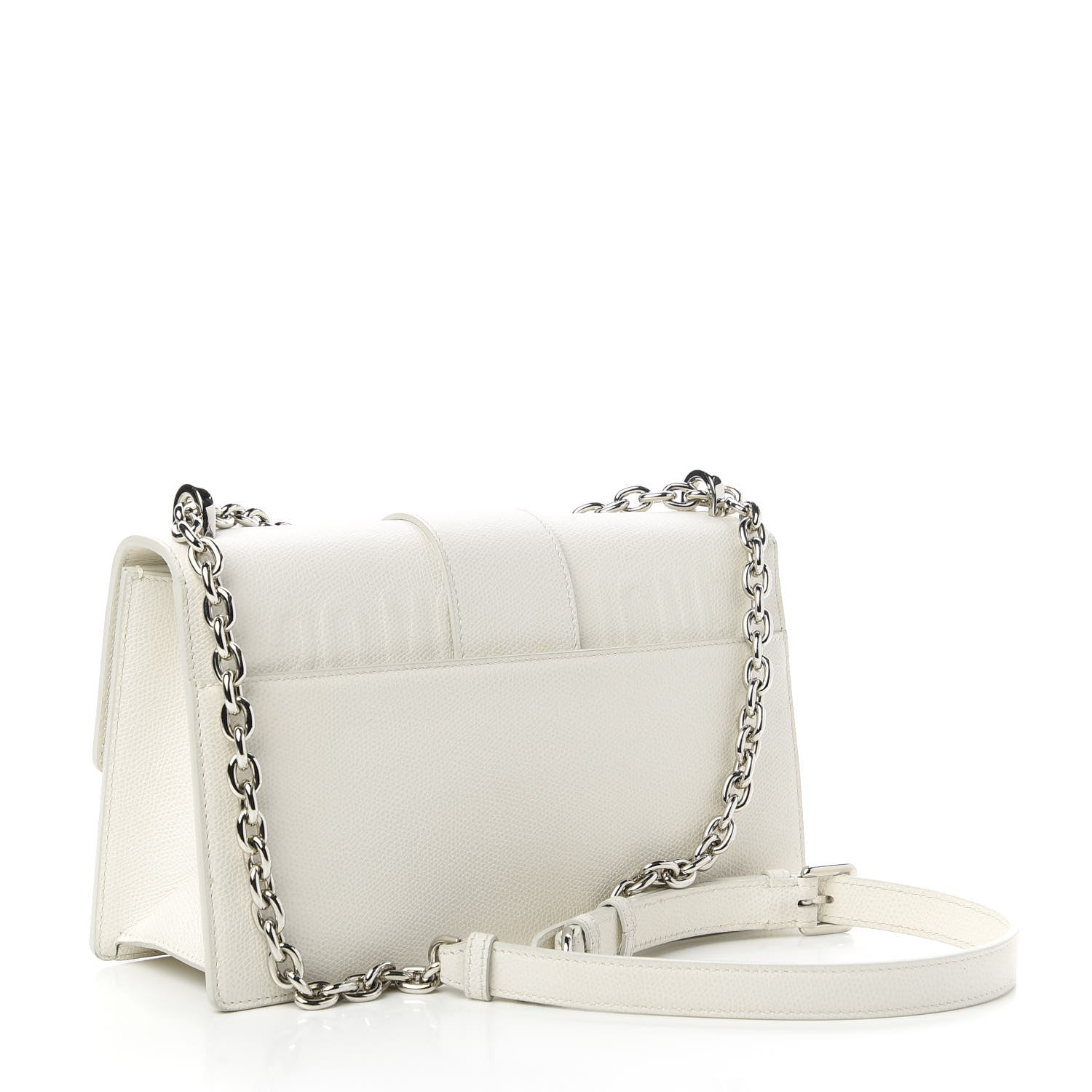 Christian Dior Grained Calfskin 30 Montaigne Chain Flap Bag White 3 of 10