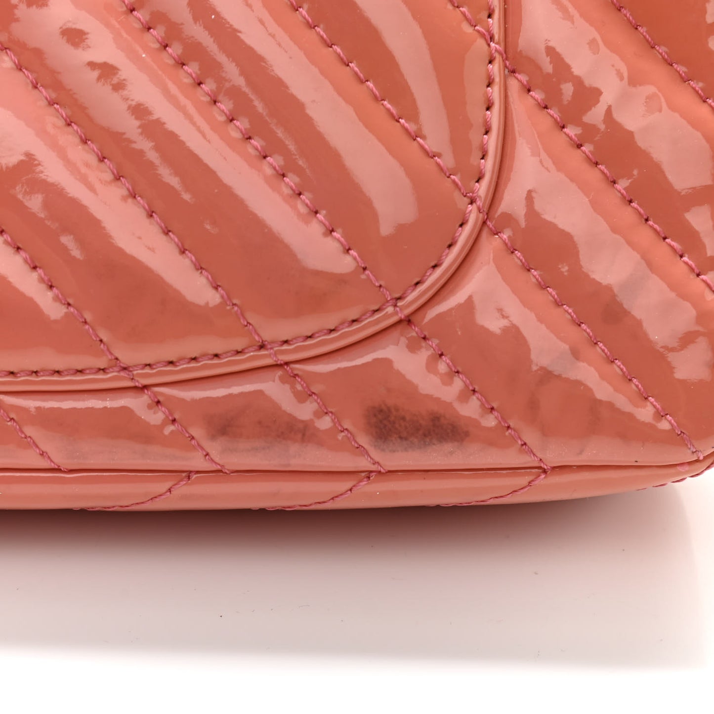 Patent Chevron Quilted Medium Single Flap Pink