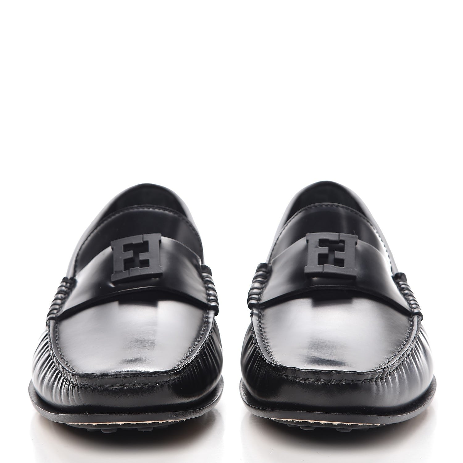 Fendi Vitello Spazzolato Moccasin Loafers 8 Black 2 of 12