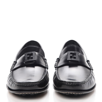 Fendi Vitello Spazzolato Moccasin Loafers 8 Black 2 of 12