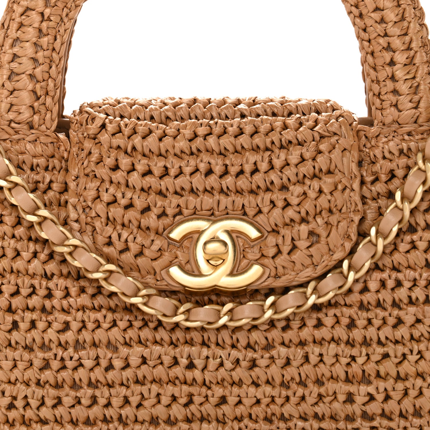 Chanel Braided Raffia Nano Kelly Flap Bag Dark Beige 8 of 11