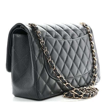 Chanel Caviar Quilted Jumbo Double Flap Dark Grey 3 of 11