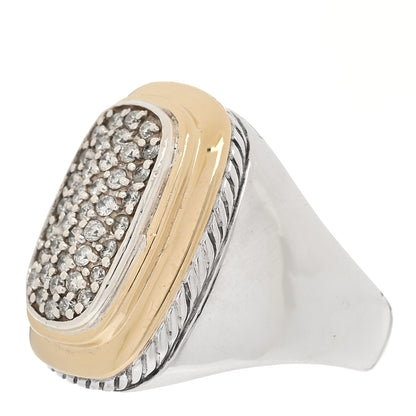 David Yurman Sterling Silver 18K Yellow Gold Diamond 16mm Albion Ring 54 7 3 of 6