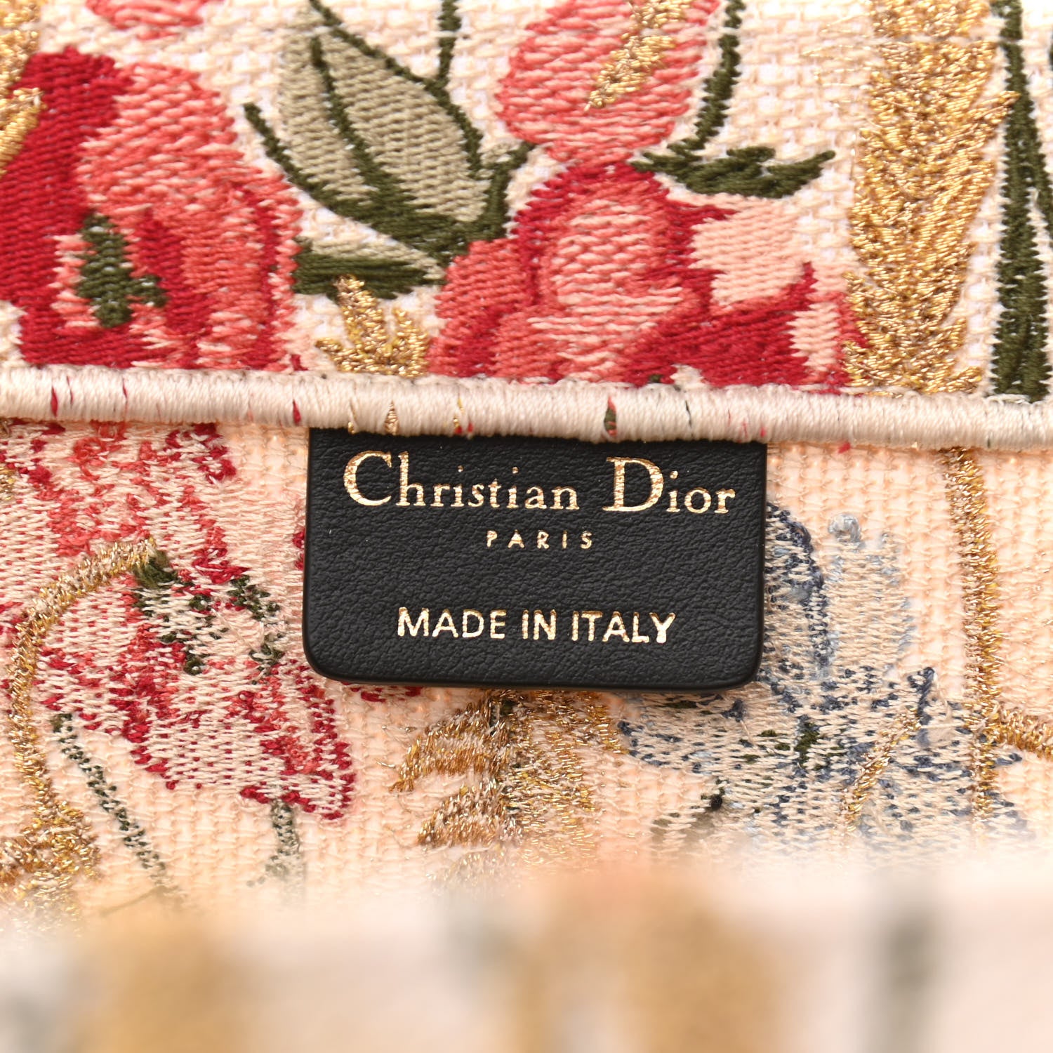 Christian Dior Canvas Embroidered Medium Hibiscus Book Tote Beige Multicolor 5 of 10