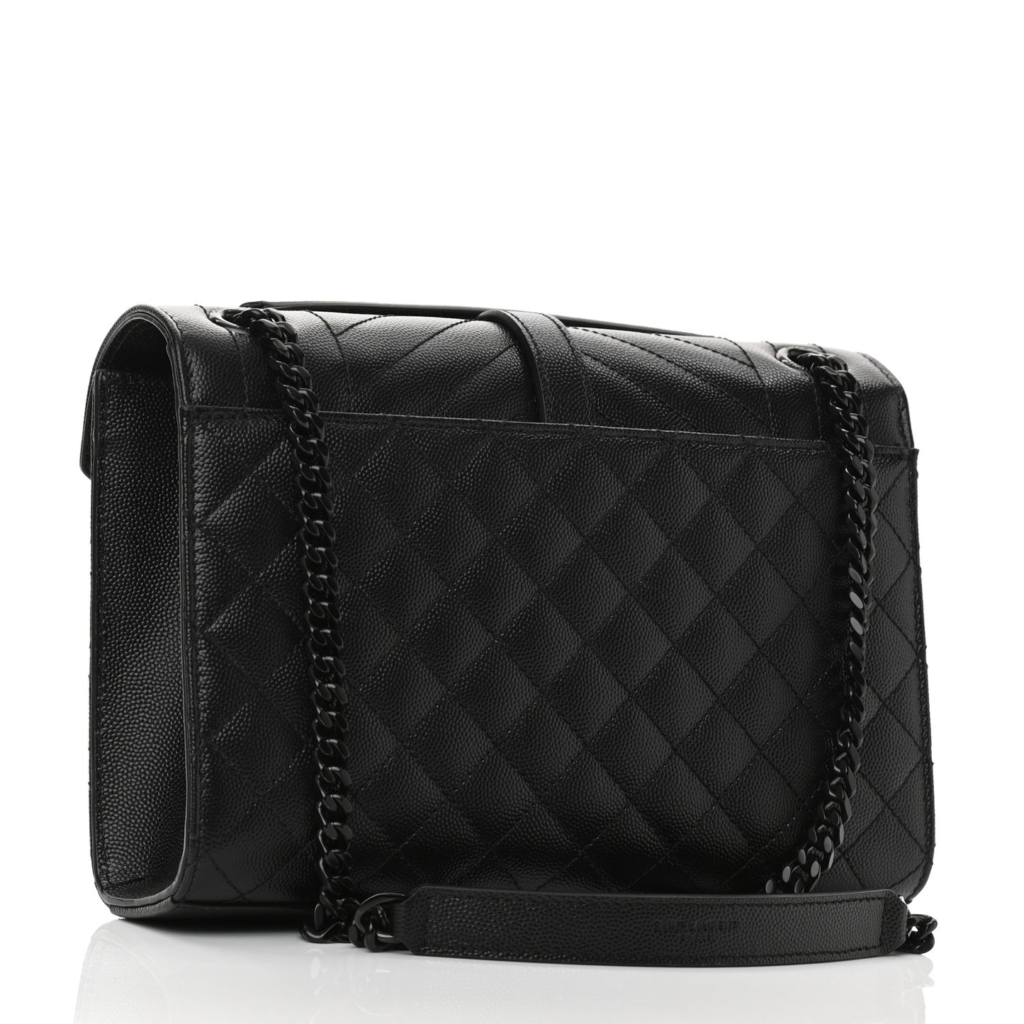 Grain De Poudre Textured Mixed Matelasse Triquilt Medium Monogram Satchel Black