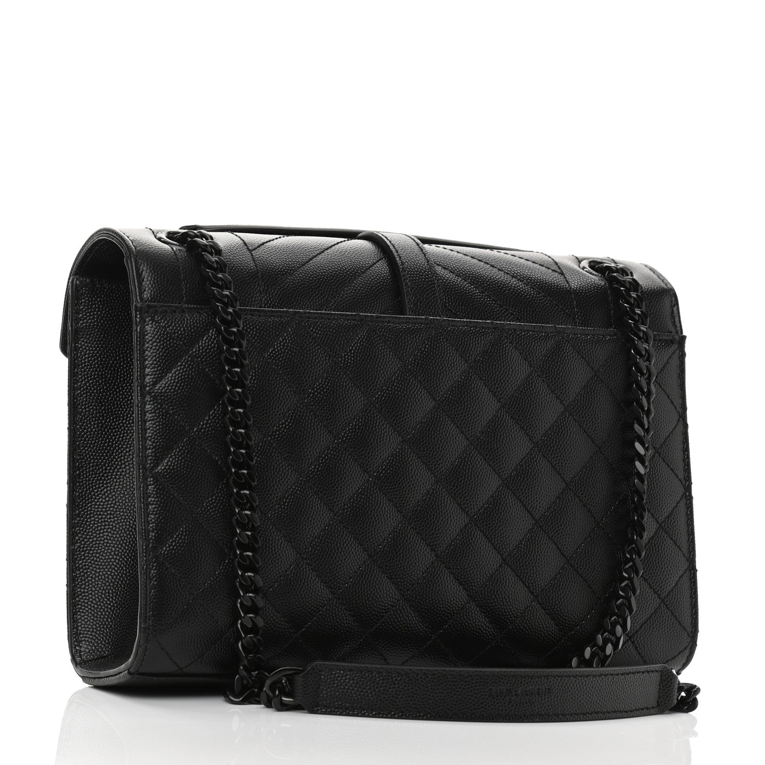 Saint Laurent Grain De Poudre Textured Mixed Matelasse Triquilt Medium Monogram Satchel Black 3 of 7
