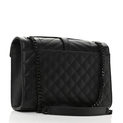 Saint Laurent Grain De Poudre Textured Mixed Matelasse Triquilt Medium Monogram Satchel Black 3 of 7