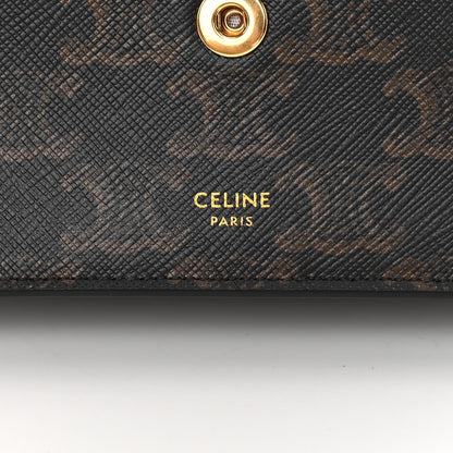 Celine Triomphe Canvas Lambskin Wallet On Strap Tan 6 of 12