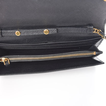 Prada Saffiano Metal Oro Chain Wallet Black 5 of 12
