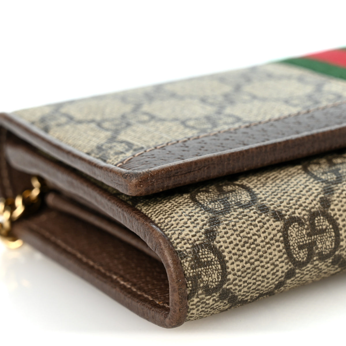 GG Supreme Monogram Web Ophidia Wallet On Chain Brown