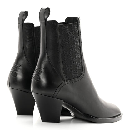 Fendi Vitello Karligraphy Embossed Ankle Boots 38.5 Black 4 of 15