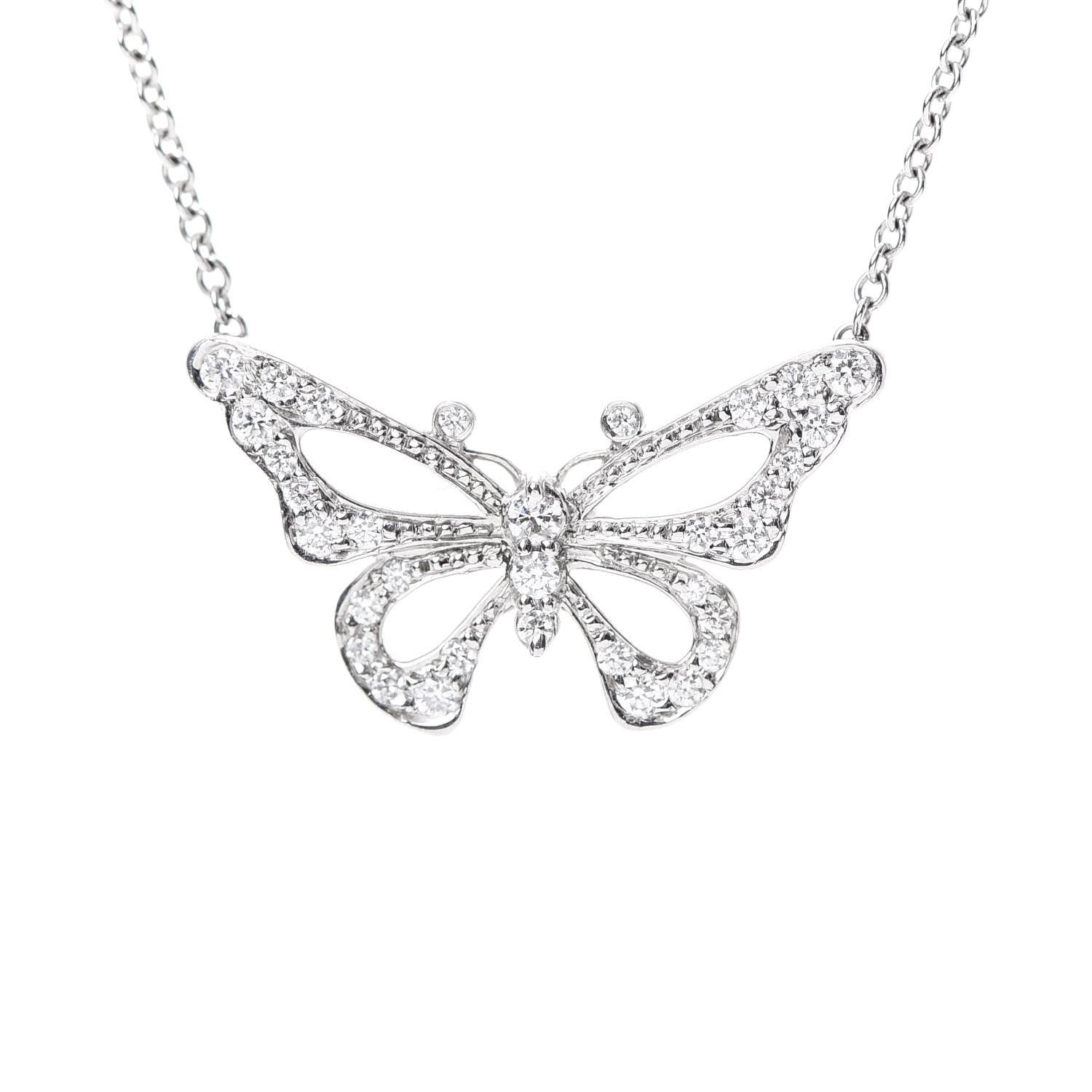 Tiffany Platinum Diamond .20ctw Enchant Butterfly Necklace 4 of 7