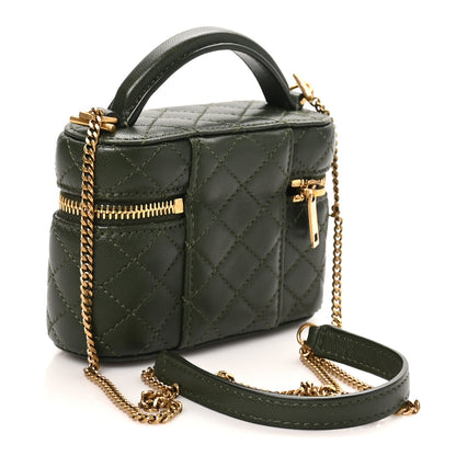 Saint Laurent Lambskin Quilted Mini Gaby Vanity Case Olive Wood 3 of 10